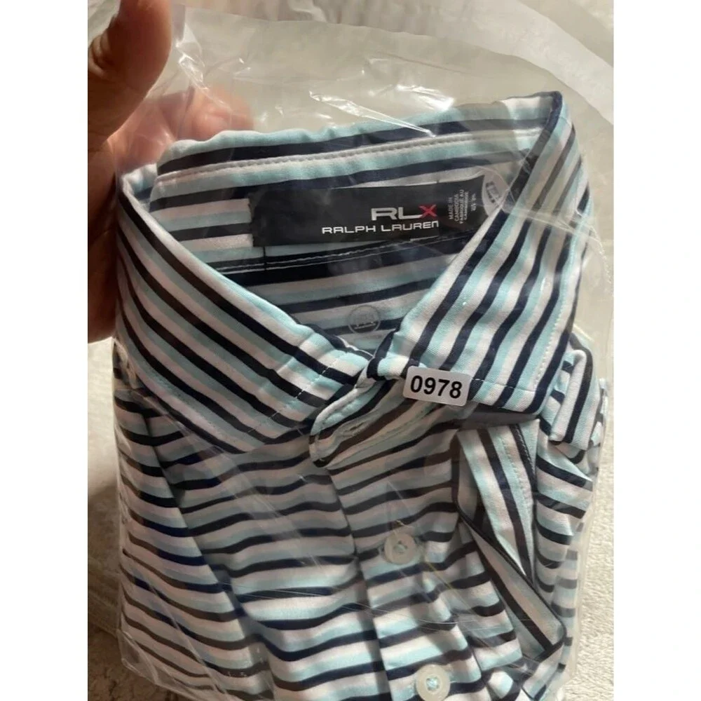 RLX Ralph Lauren Polo Shirt Men XL Stripe Golf Performance Outdoor Casual